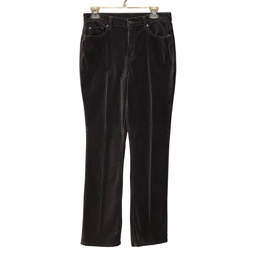 DG2 by Diane Gilman Straight Leg Velvet Jeans Dark Grey Stretch Women Size 8T
